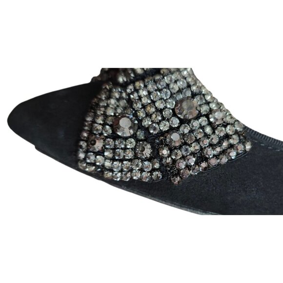 Tory Burch Black Sliver Rhinestone Bow Flats Women Size 8.5 M - Picture 6 of 14